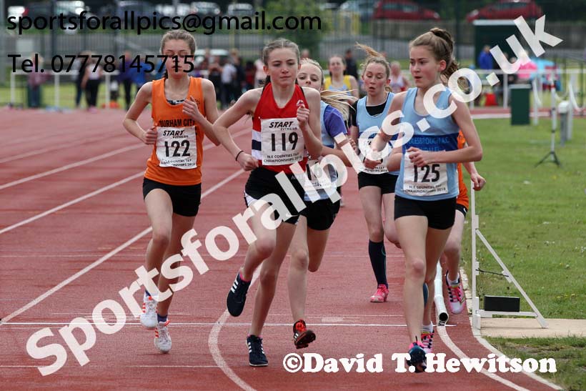 Girls under-13s 1500 metres, North Eastern Track and Fields Champs., Middlesbrough. Photo: David T. Hewitson/Sports for All Pics